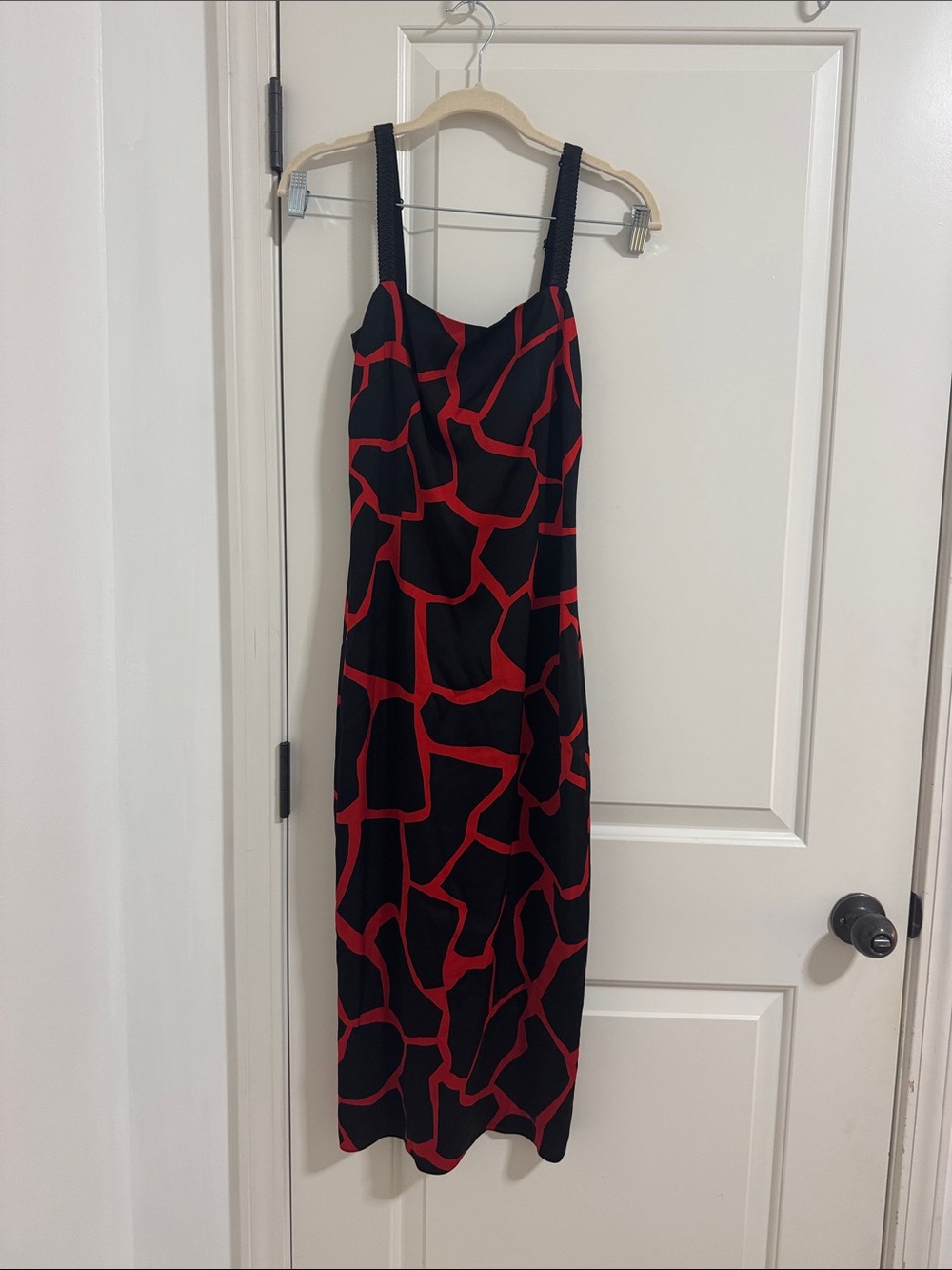 Dolce & Gabbana Black Midi Dress with Red Abstract Print